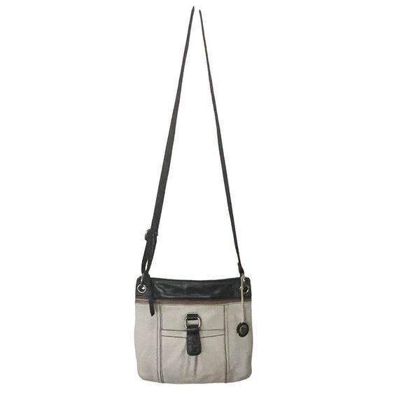 The Sak Kendra Cream Brown & Black Leather Crossbody Bag Shoulder Purse Top Zip - Picture 3 of 11